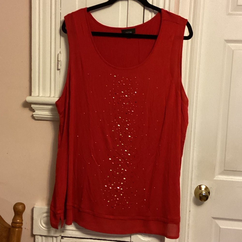 Apt. 9 Red Sequin Sleeveless Tank Top